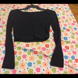 Black V-Neck Crop Top, Size M